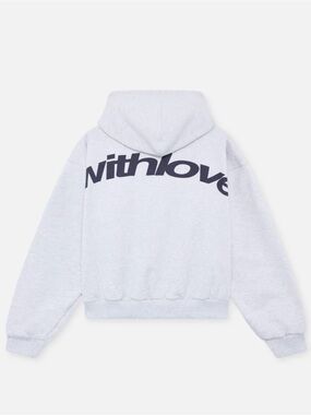 Withlove Oversized Light Gray Logo Hoodie
